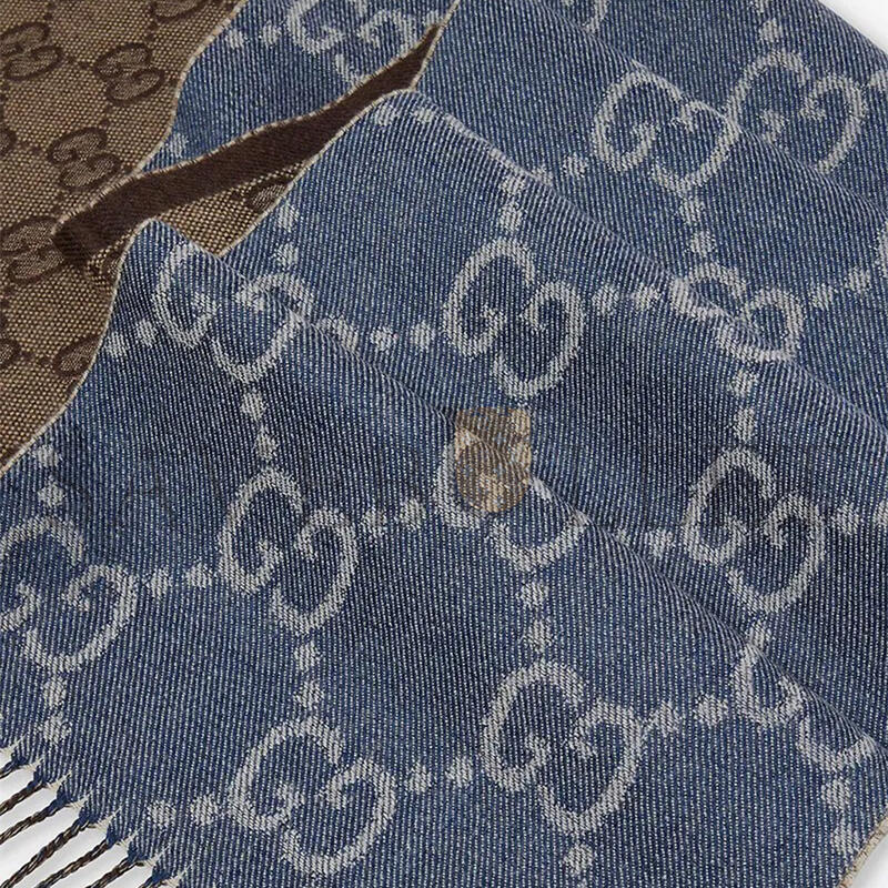 GUCCI GG JACQUARD-KNIT TASSEL-TRIM WOOL SCARF R04420669